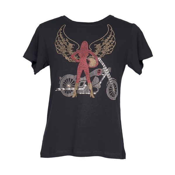 Baby Look - Lady Style e Asas em brilhos - Preta - Imagem 3